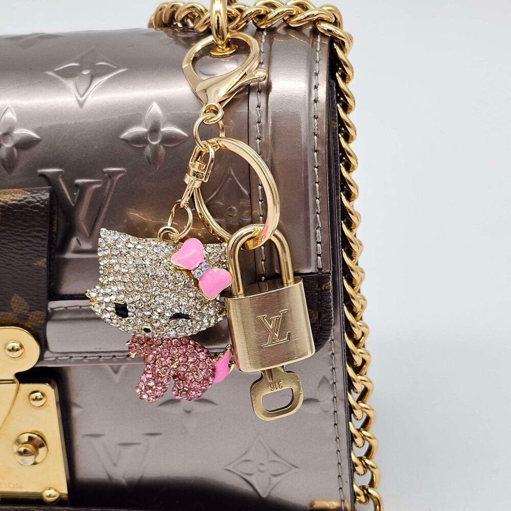 Authentic Louis Vuitton Gold Lock 🔒 Keychain Bag Unbranded Hello Kitty Charm LV